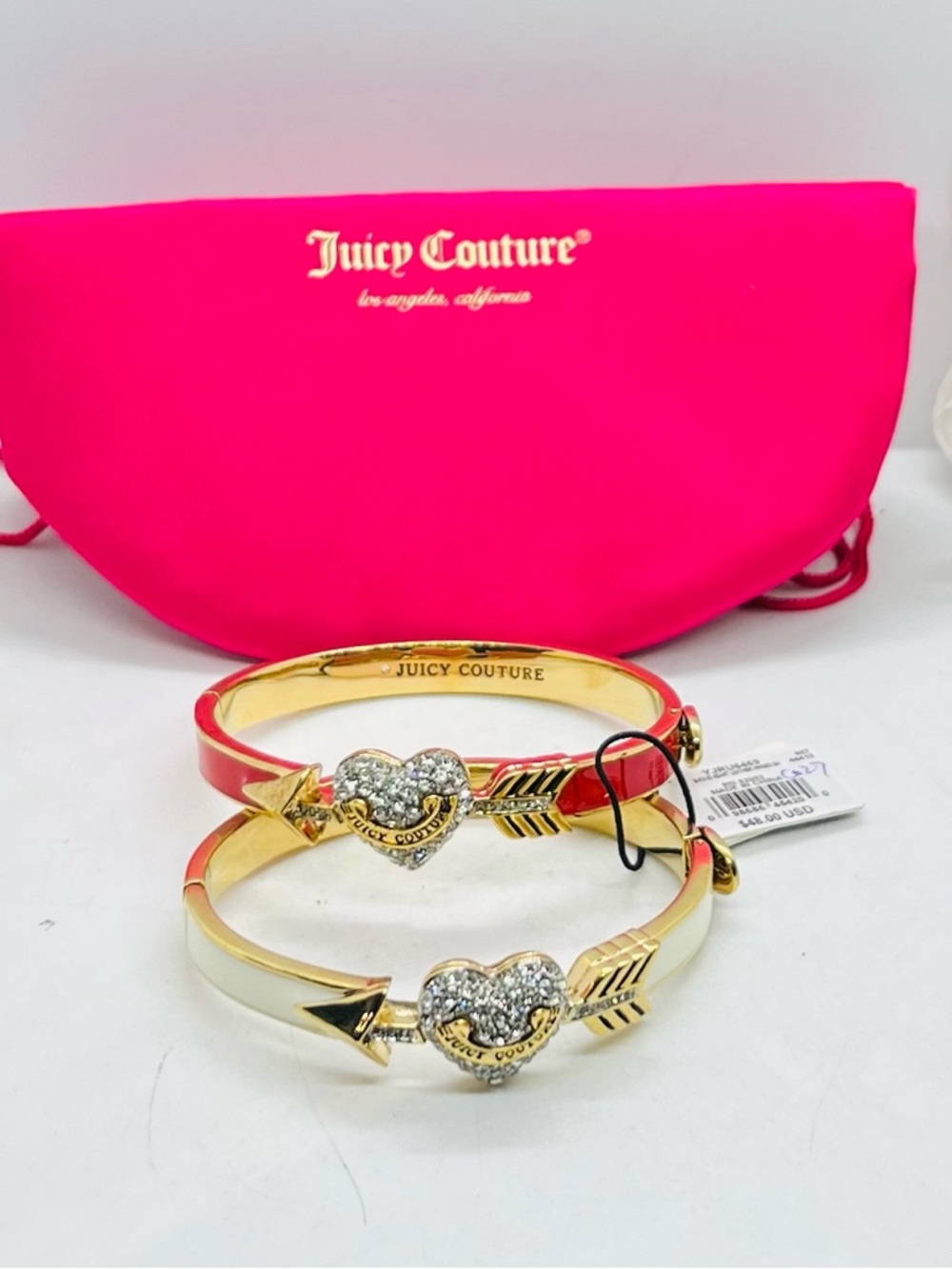New w tag, Juicy Couture Gold Heart Arrow Bangle Set of 2